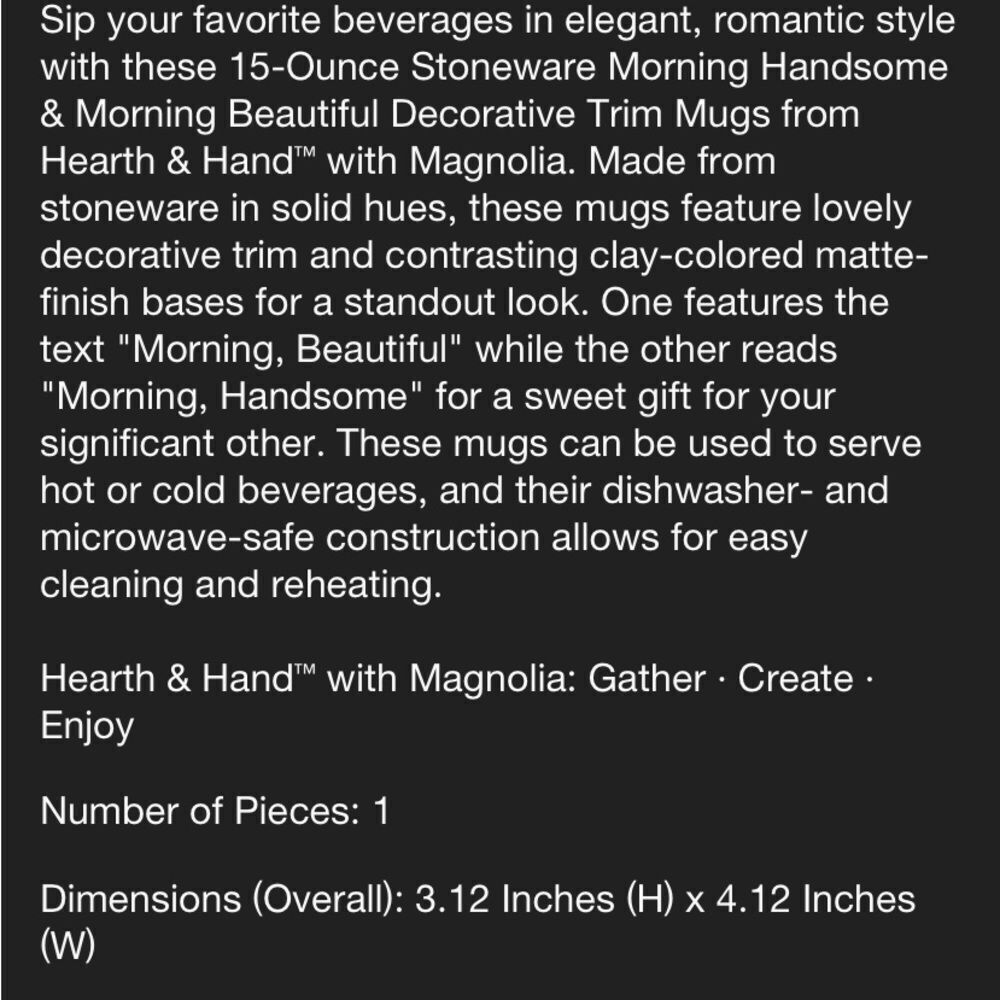 Hearth & Hand Magnolia Morning Beautiful Mug/Cup - Picture 4 of 7